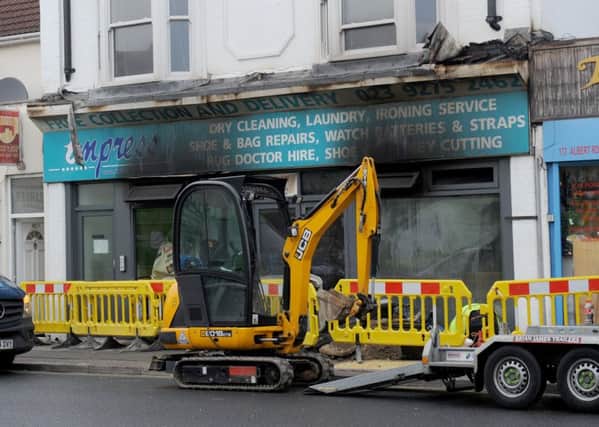 The aftermath of the fire at Impress Dry Cleaners in Albert Road, Southsea
