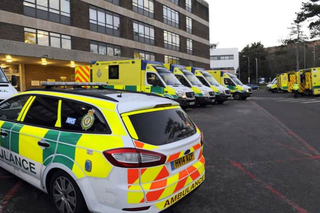 Ambulances queueing at A&E at Queen Alexandra Hospital on Monday
Picture: Malcolm Wells (170102-4253)