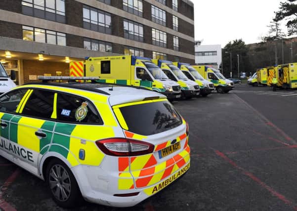 Ambulances queueing at A&E at Queen Alexandra Hospital on Monday 
Picture:  Malcolm Wells (170102-4253)