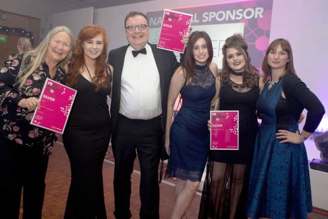 The Briscoefrench team celebrate with their gold and two silver awards at the ceremony in Bristol Picture: Steve Pope - Fotowales