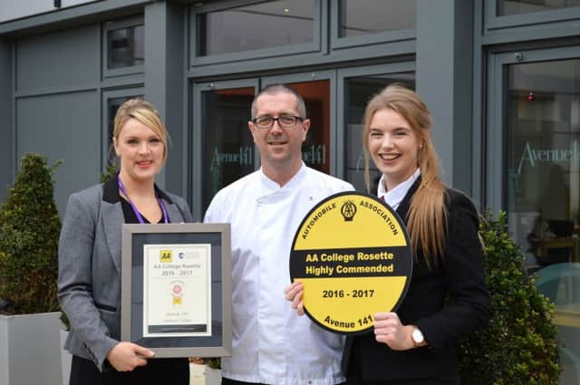 Restaurant manager Ellie Exely, chef manager Shaun Beaton and catering student Chloe Louise Wilson
