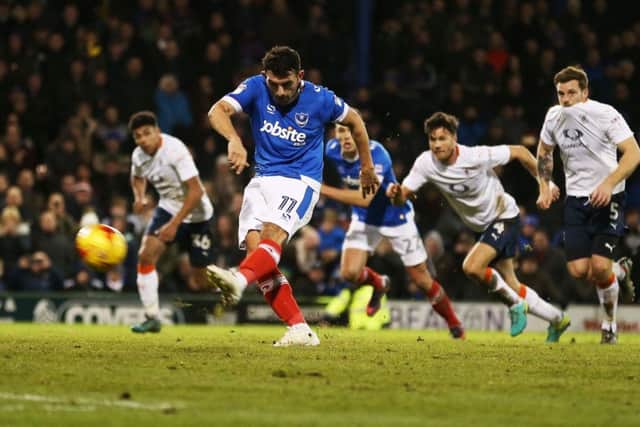 Gary Roberts misses a penalty against Luton Picture: Joe Pepler