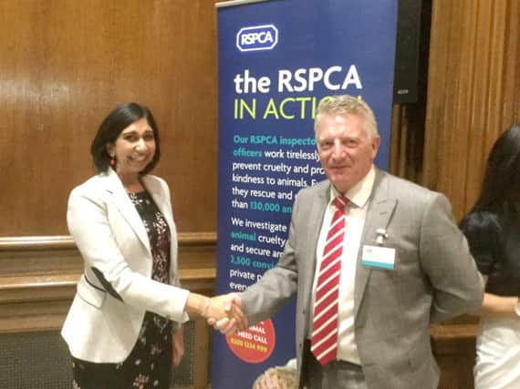 Fareham MP Suella Fernandes with Jeremy Cooper, chief executive of the RSPCA, in Westminster