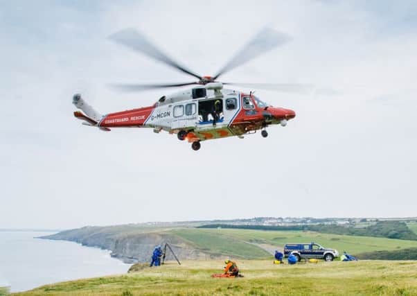 A rescue helicopter from HM Coastguard
