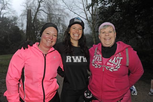 The New Year's Eve Havant parkrun. Pictured, left to right, Mandy Myers, Cath Drinkwater, and Shazza Thomas from Hayling Island. Picture: Ian Hargreaves (162729-3)