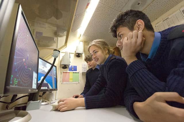 Pupils from St Dunstans College, being shown naval life at HMS Collingwood