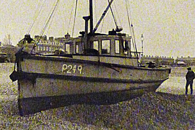 GROUNDED Jans boat on the beach at Eastney