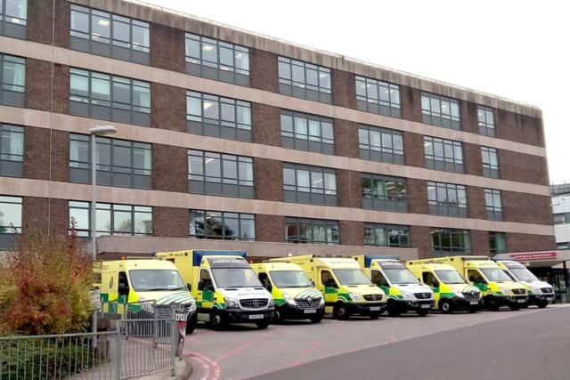 Ambulances queueing at Queen Alexandra Hospital.Picture: Ellie Pilmoor PPP-161025-105230001