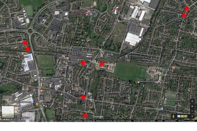 Havant police tweeted this picture to show where cars had been broken into