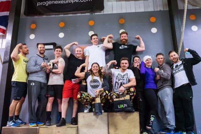 Claire Tewkesbury and friends after completing a gruelling Crossfit competition for Dogs Trust