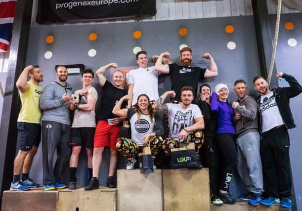 Claire Tewkesbury and friends after completing a gruelling Crossfit competition for Dogs Trust