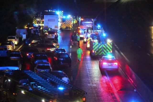 The aftermath of the crash on the M27