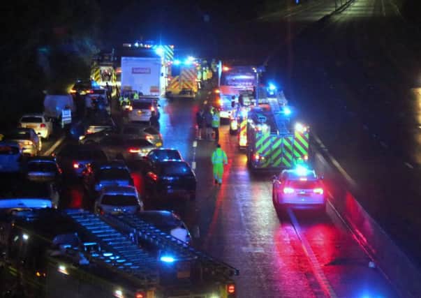 The aftermath of the crash on the M27