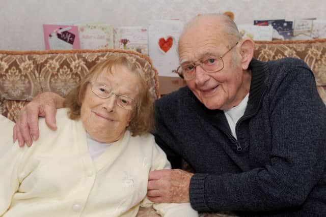 Evelene Garrett (88) and her husband John Garrett (82) from Fareham, celebrate their Diamond wedding anniversary
Picture: Sarah Standing
