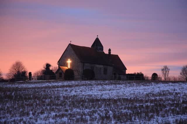 St Hubert's Church, known as 'the little church in the field' at dawn. Picture: David Uren.