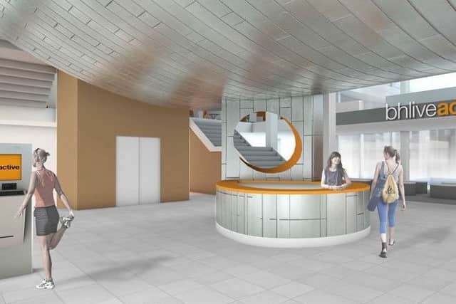 An artists impression of how the foyer at Mountbatten Leisure Centre, Portsmouth could look subject to final design development. Picture:  footprintarchitects