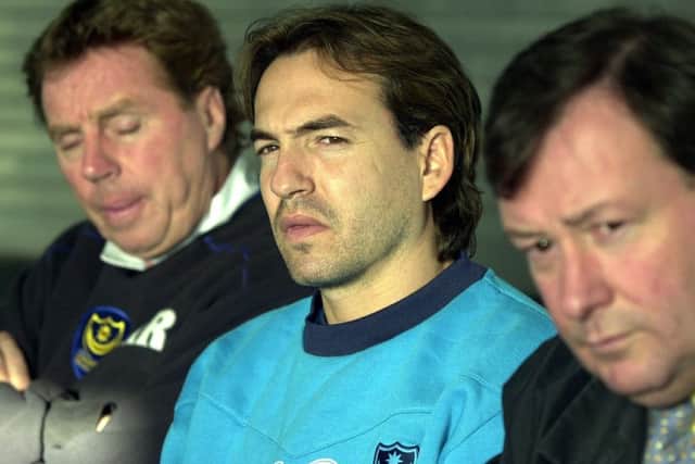 Eyal Berkovic, centre, is presented to the media alongside Harry Redknapp, left, and Peter Storrie Picture: Jonathan Brady