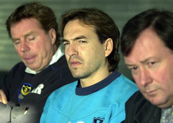 Eyal Berkovic, centre, is presented to the media alongside Harry Redknapp, left, and Peter Storrie Picture: Jonathan Brady