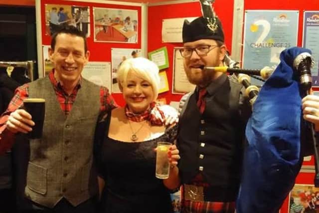 Jimmie Stuart, Ann Stuart and Richard Smith at a previous Rainbow Centre Burns Night