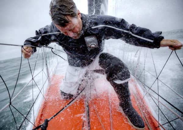 Alex Thomson during training for the round-the-world race. Credit: Christophe Launay