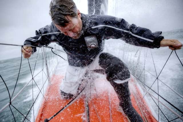 Alex Thomson during training for the round-the-world race. Credit: Christophe Launay