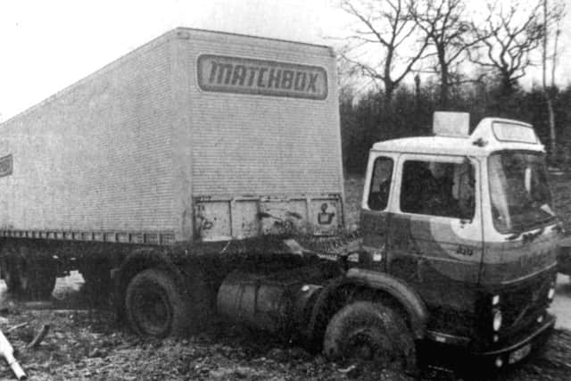 A lorry ran aground on a roundabout as frosty weather took its toll on our local roads (6188-1)