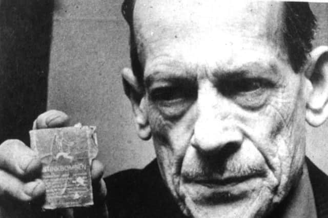 Mr Alfred Randell, assistant caretaker at Warblington School, with a small carton which contained potentially dangerous stink bombs