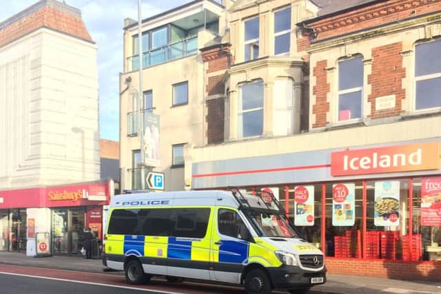 Police at Iceland, London Road, North End, Portsmouth. Picture: Habibur Rahman.