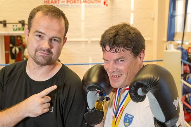Steve Clark with Dave Johnston, head trainer at Heart of Portsmouth Boxing Academy