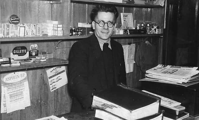 Anne Stockham's father in the family shop, Sewards