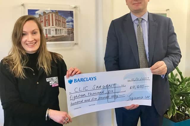 Catherine Cadman, from CLIC Sargent, with David Plumtree, from Sequence