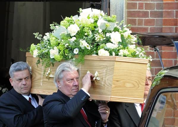 The coffin of renowned architect Hedley Greentree leaves St Faith's Church in Lee-on-the-Solent

Picture: Malcolm Wells (170111-9573)