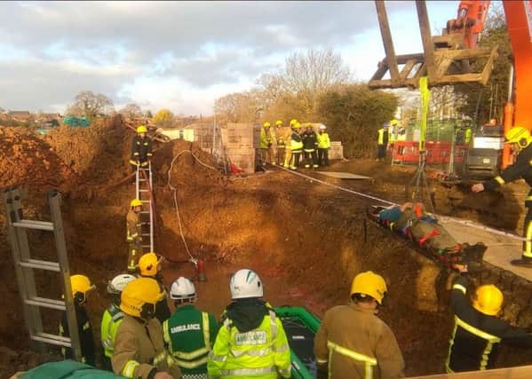 Firefighters and paramedics rescued a man who fell in a hole in Swanmore   PHOTO: Scas