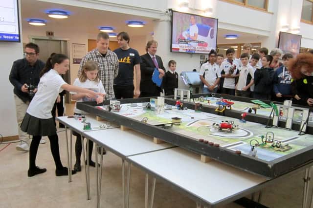 The teams in action