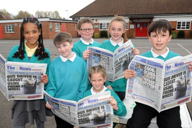 From left, Jeanne Kamakoue, Finley Vincent, Ben Hatherley, Amber Heslop, Jazzmyn Philpott and William Collis at Medina Primary School in Wymering last year Picture: Sarah Standing (160627-3913)
