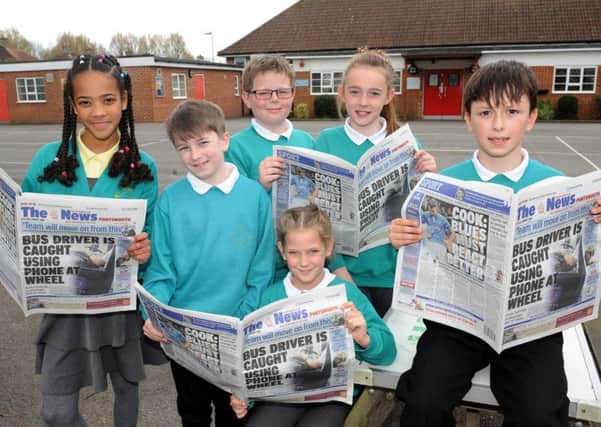 From left, Jeanne Kamakoue, Finley Vincent, Ben Hatherley, Amber Heslop, Jazzmyn Philpott and William Collis at Medina Primary School in Wymering last year Picture: Sarah Standing (160627-3913)