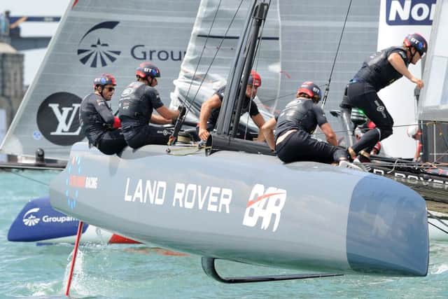 Practice racing on the first day of last year's America's Cup World Series in Portsmouth Picture: Sarah Standing (161043-4138)