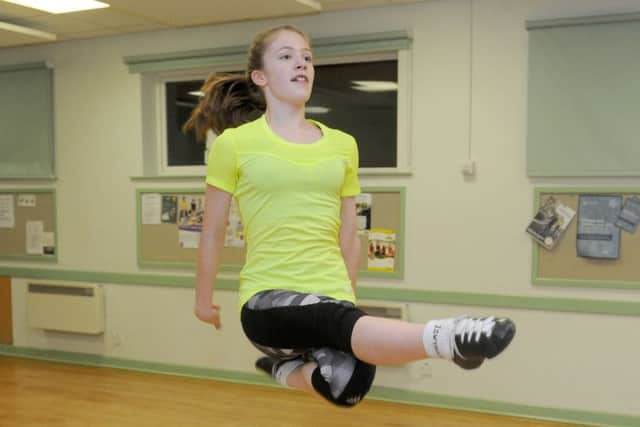 Megan Custis (13) from Whiteley, who competes in the solo categories and is top 15 in all majors.Picture: Sarah Standing (170040-539)