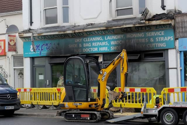 The aftermath of the launderette fire which sparked the argument