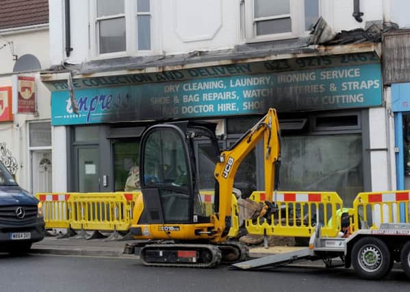 The aftermath of the launderette fire which sparked the argument