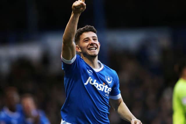 Conor Chaplin celebrates his second goal against Leyton Orient Picture: Joe Pepler