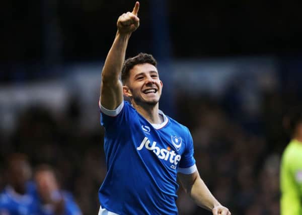 Conor Chaplin celebrates his second goal against Leyton Orient Picture: Joe Pepler
