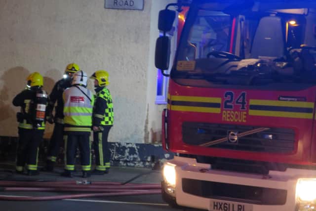 Firefighters tackling the blaze in Bramble Road, Southsea.