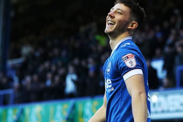 Pompey striker Conor Chaplin scored twice in the 2-1 win against Leyton Orient on Saturday Picture: Joe Pepler
