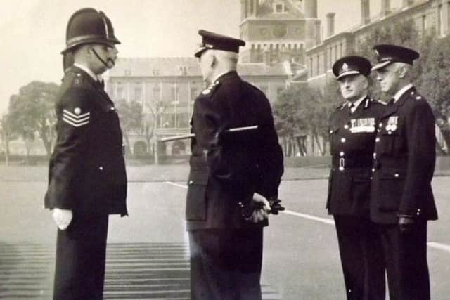 PARADE City police sergeant Eddie Wallace on parade with colleagues at Eastney Barracks in 1960 for the annual inspection by HM Inspector of Constabulary