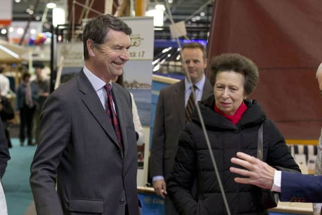 Princess Anne and Vice Admiral Sir Tim Laurence at the London Boat Show 2017
