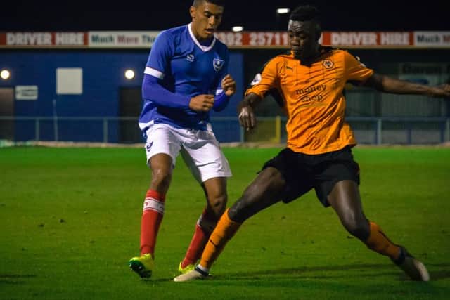 Christian Oxlade-Chamberlain in Pompey reserves action against Wolves this season Picture: Colin Farmery