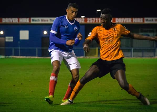 Christian Oxlade-Chamberlain in Pompey reserves action against Wolves this season Picture: Colin Farmery