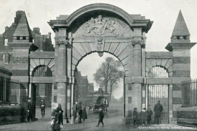 The Royal Naval Barracks main entrance in Queen Street, Portsea c 1907 (Timothy White & Co)John Sadden (JPS) 