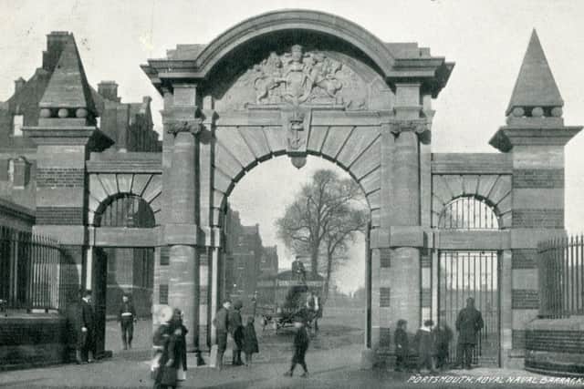The Royal Naval Barracks main entrance in Queen Street, Portsea c 1907 (Timothy White & Co)

John Sadden (JPS) 